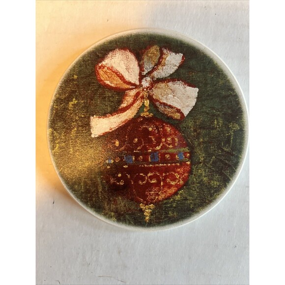 Cypress Home Christmas Deluxe Absorbant Ceramic 4-Coaster Wooden Box Set Cork - Picture 10 of 15